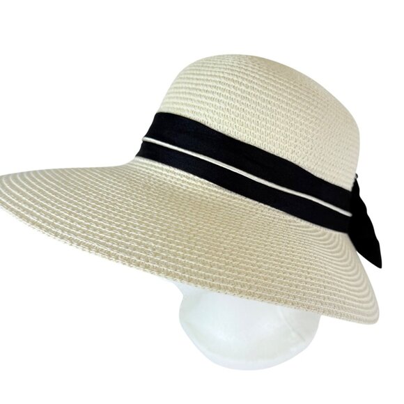 Royal Beige Straw Sun Hat Updo Notch VTG Nautical Style Beach Cruise Life Fashio